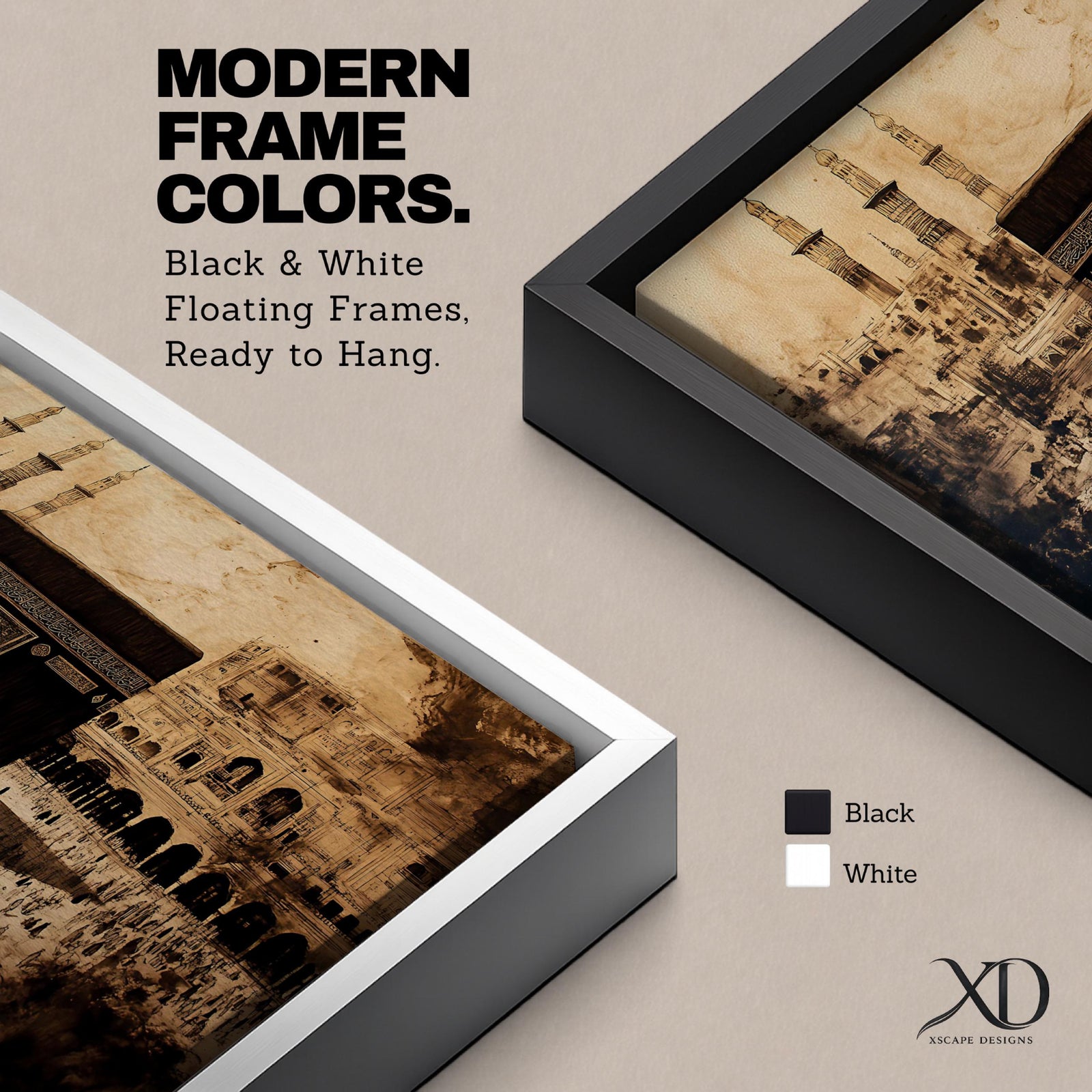 Kaaba Wall Art Masjid Al Haram Framed Canvas Sacred Mosque Vintage Islamic Home Decor