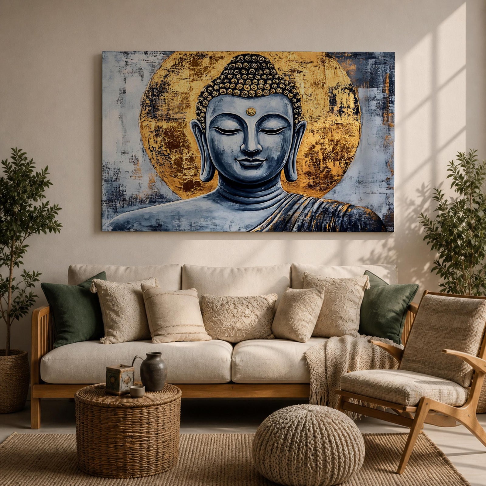Buddha Wall Art Siddhartha Framed Canvas Zen Spiritual Meditation Boho Home Decor