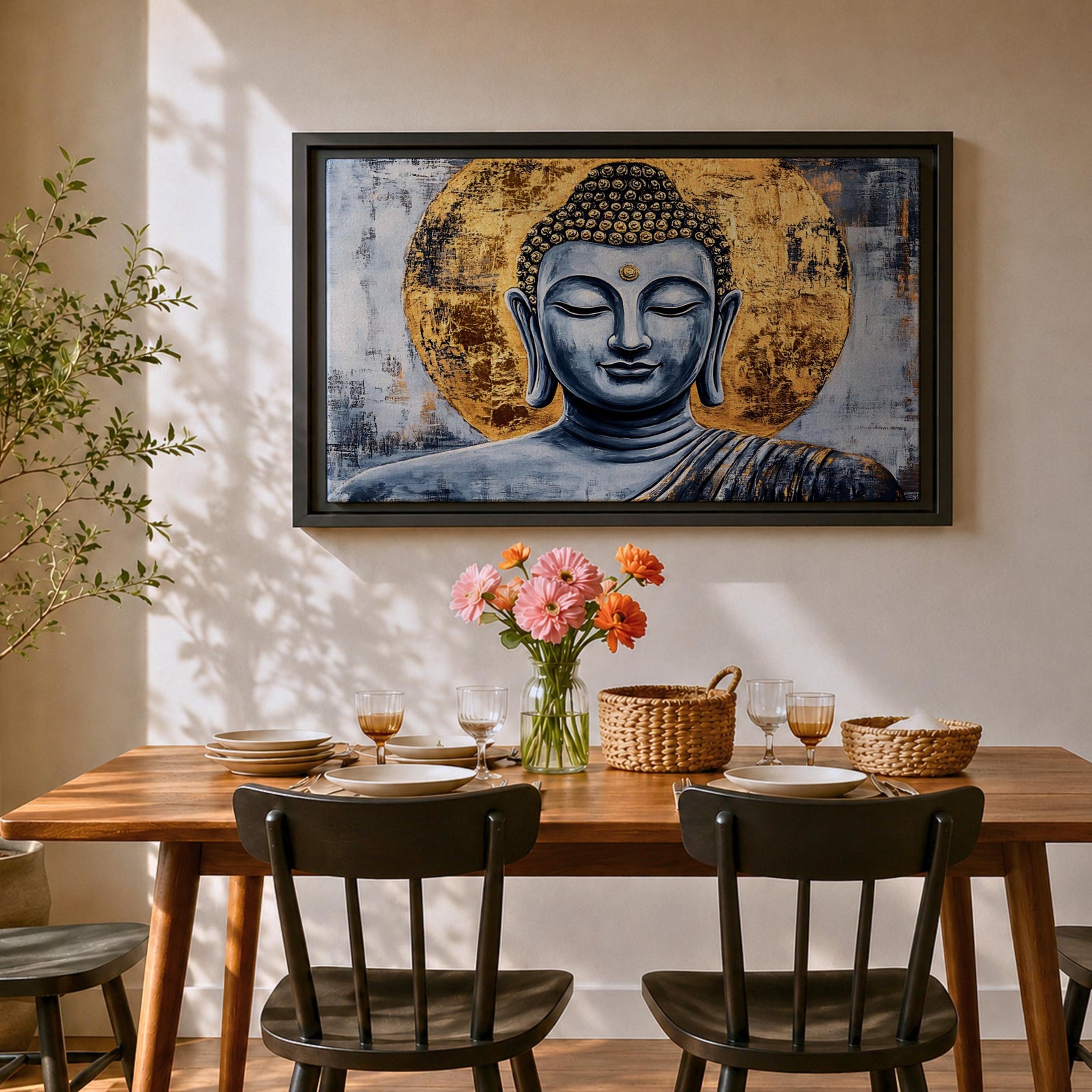 Buddha Wall Art Siddhartha Framed Canvas Zen Spiritual Meditation Boho Home Decor