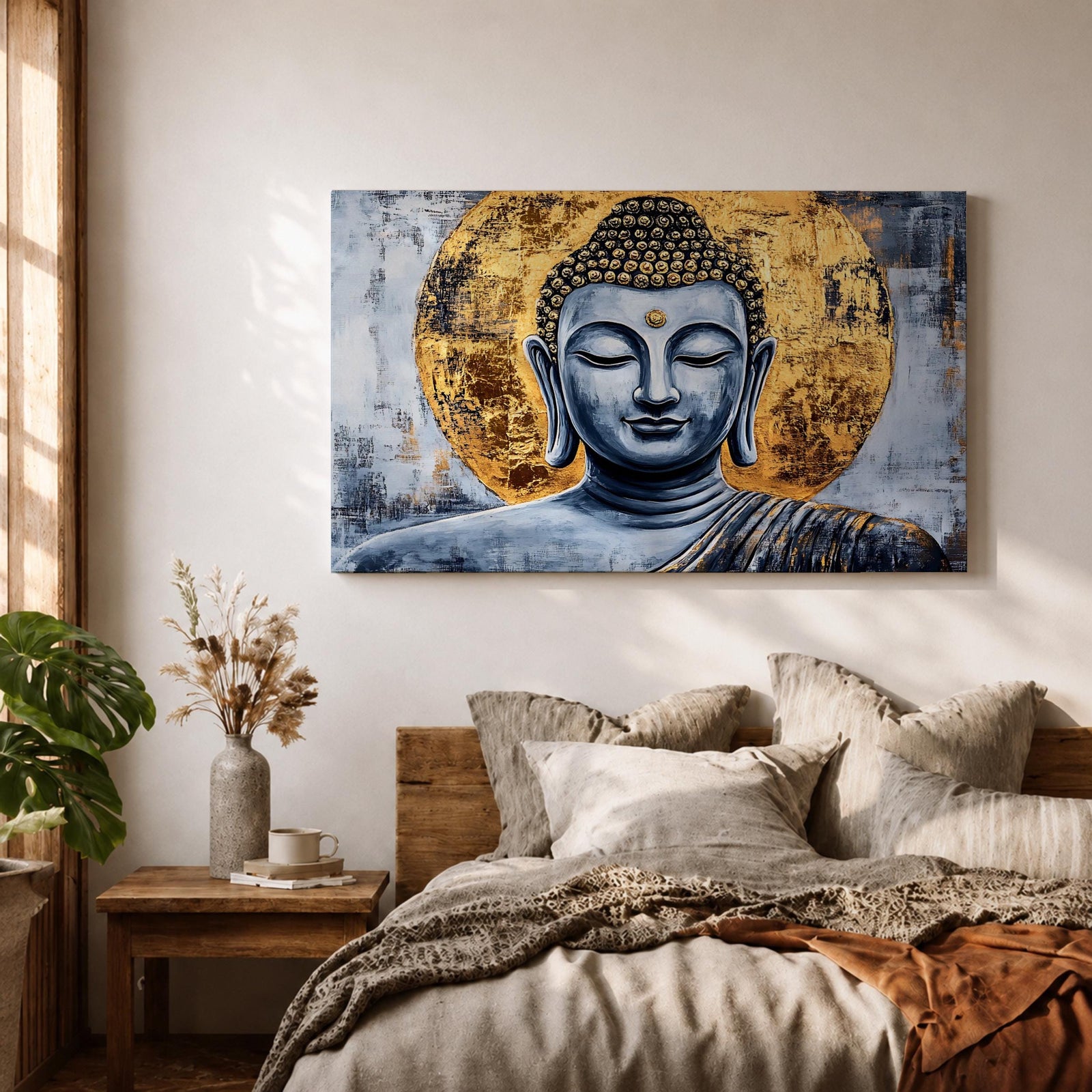 Buddha Wall Art Siddhartha Framed Canvas Zen Spiritual Meditation Boho Home Decor