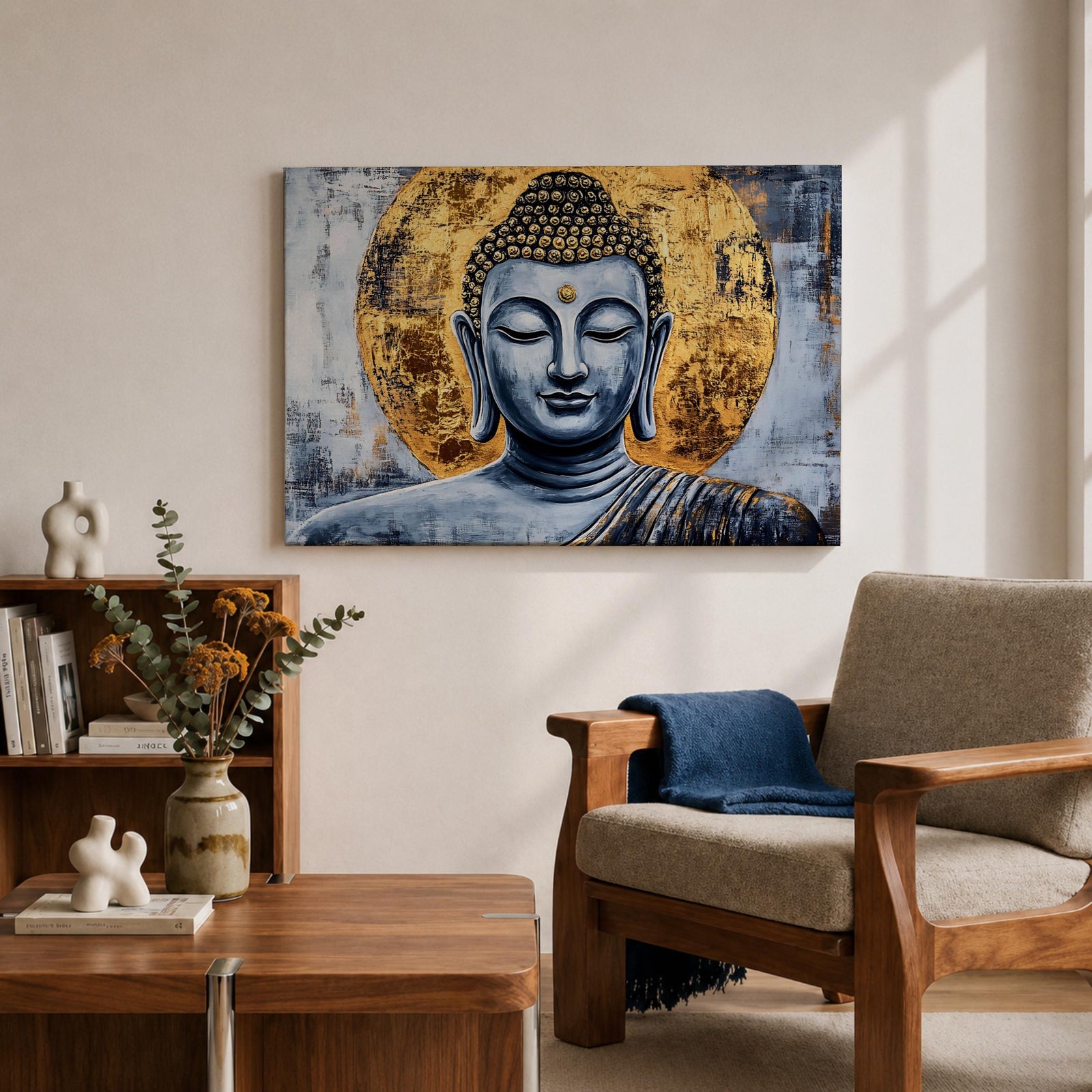 Buddha Wall Art Siddhartha Framed Canvas Zen Spiritual Meditation Boho Home Decor