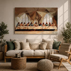 Last Supper Wall Art Jesus and Apostles Framed Canvas Abstract Biblical Christian Home Decor
