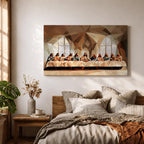 Last Supper Wall Art Jesus and Apostles Framed Canvas Abstract Biblical Christian Home Decor