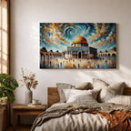 Dome of the Rock Wall Art Temple Mount Framed Canvas Impasto Islamic Home Decor
