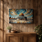 Dome of the Rock Wall Art Temple Mount Framed Canvas Impasto Islamic Home Decor