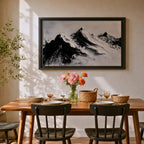 Mountain Wall Art Alpine Peaks Framed Canvas Nature Minimalist Landscape Nordic Modern Decor