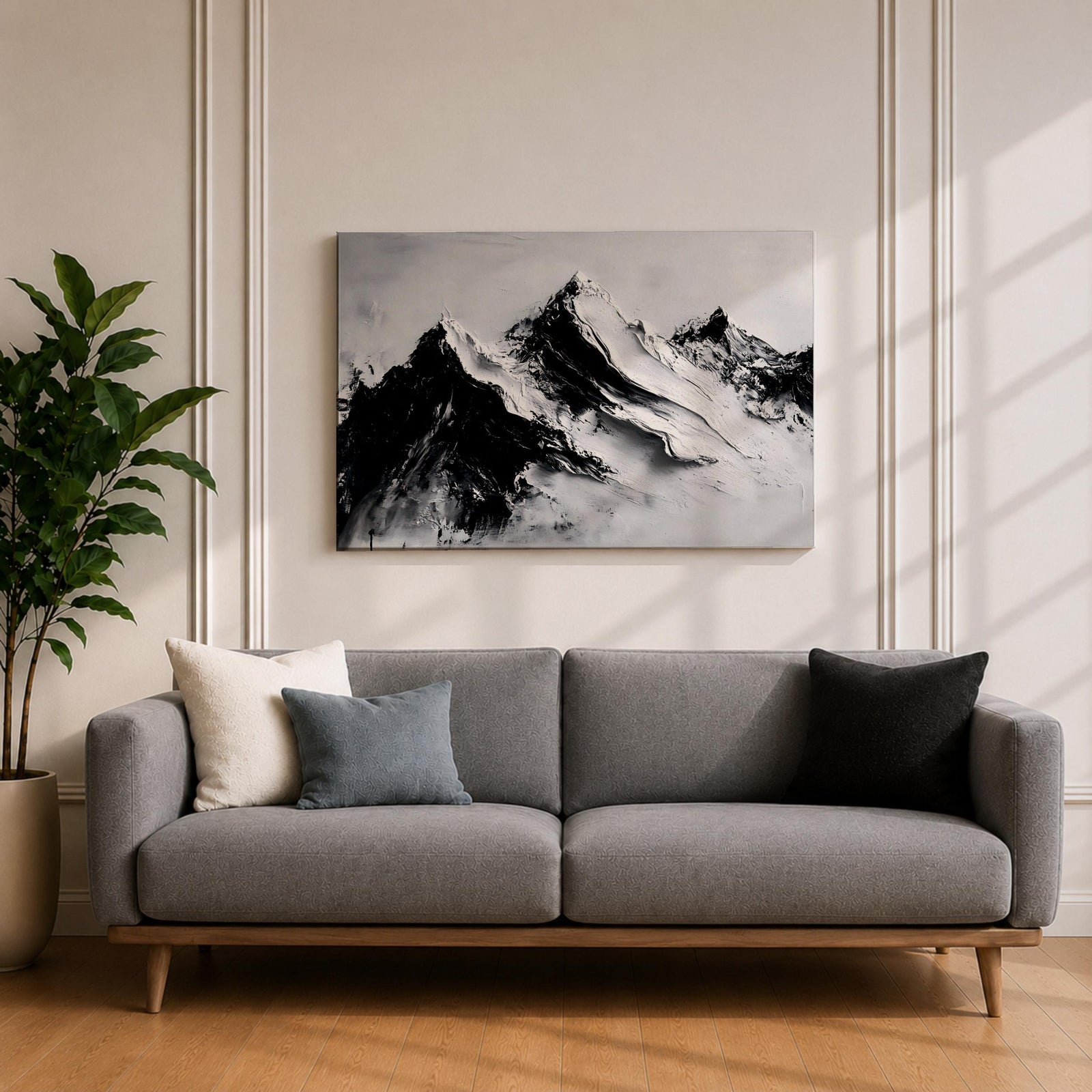 Mountain Wall Art Alpine Peaks Framed Canvas Nature Minimalist Landscape Nordic Modern Decor