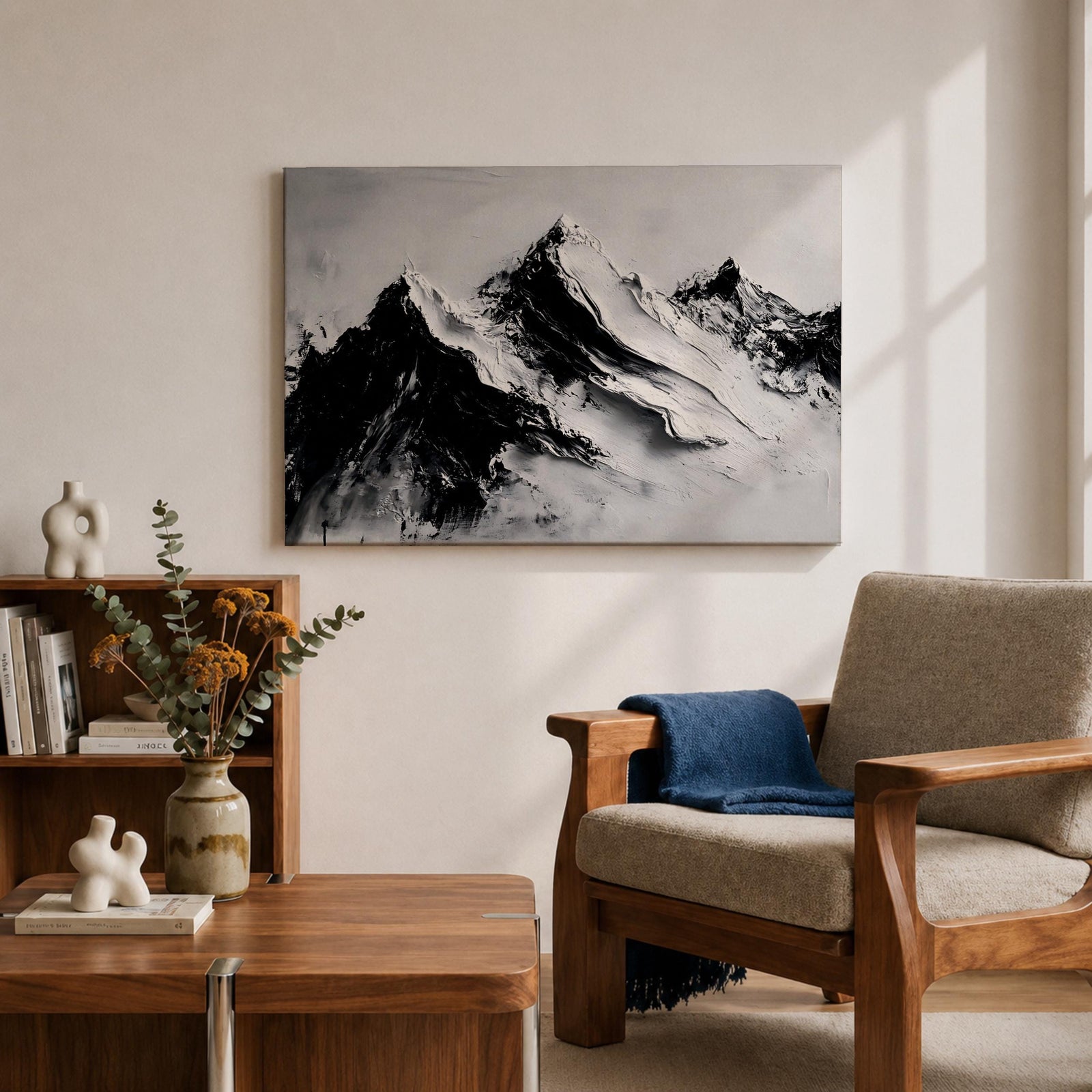 Mountain Wall Art Alpine Peaks Framed Canvas Nature Minimalist Landscape Nordic Modern Decor