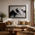 Mountain Wall Art Alpine Peaks Framed Canvas Nature Minimalist Landscape Nordic Modern Decor