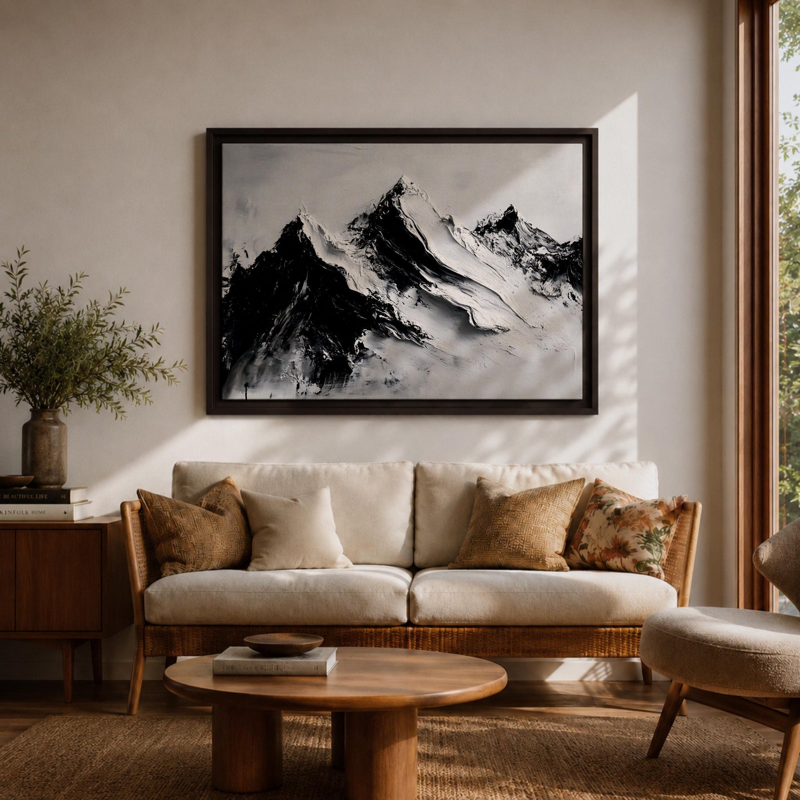 Mountain Wall Art Alpine Peaks Framed Canvas Nature Minimalist Landscape Nordic Modern Decor
