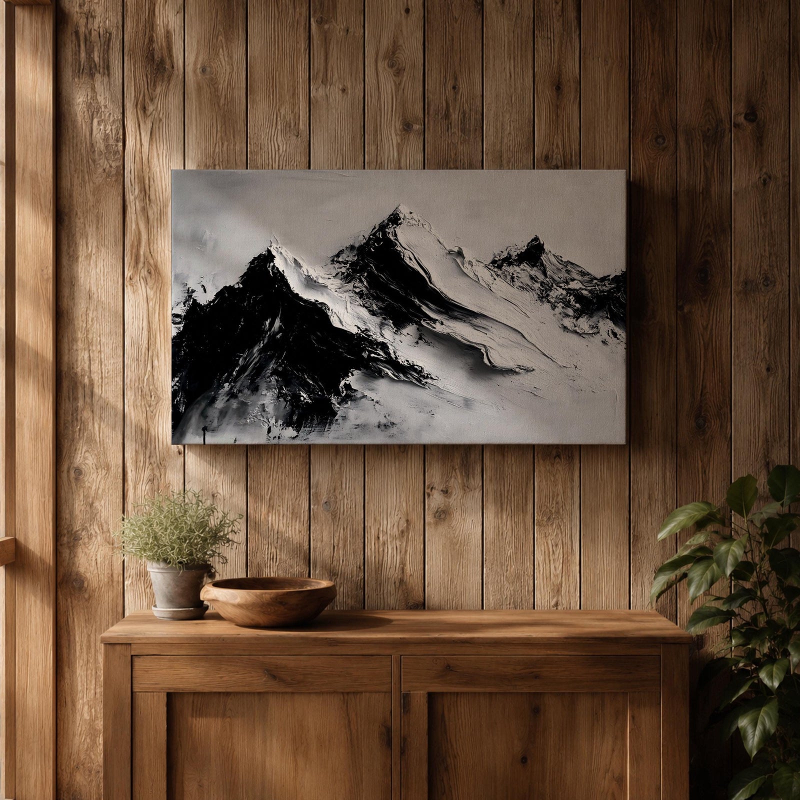 Mountain Wall Art Alpine Peaks Framed Canvas Nature Minimalist Landscape Nordic Modern Decor