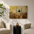 Masjid Nabawi Wall Art Prophets Mosque Framed Canvas Green Dome Islamic Home Decor