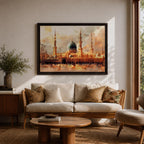 Masjid Nabawi Wall Art  Green Dome Framed Canvas Prophets Mosque Islamic Home Decor