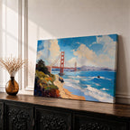 Golden Gate Bridge Wall Art San Francisco Landmark Framed Canvas Coastal City California Decor