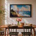 Golden Gate Bridge Wall Art San Francisco Landmark Framed Canvas Coastal City California Decor