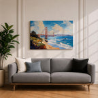 Golden Gate Bridge Wall Art San Francisco Landmark Framed Canvas Coastal City California Decor