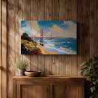 Golden Gate Bridge Wall Art San Francisco Landmark Framed Canvas Coastal City California Decor