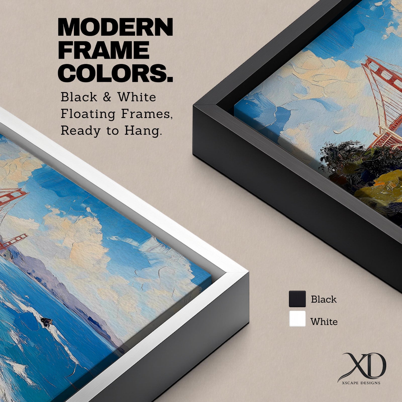 Golden Gate Bridge Wall Art San Francisco Landmark Framed Canvas Coastal City California Decor