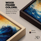 Ocean Wave Wall Art Hokusai Style Framed Canvas Coastal Abstract Seascape Living Room Decor