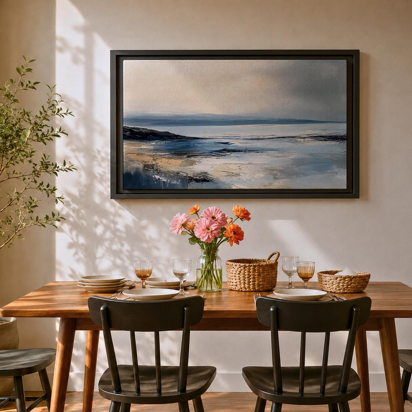 Seascape Wall Art Coastal Ocean Framed Canvas Abstract Landscape Gift Beach Home Decor