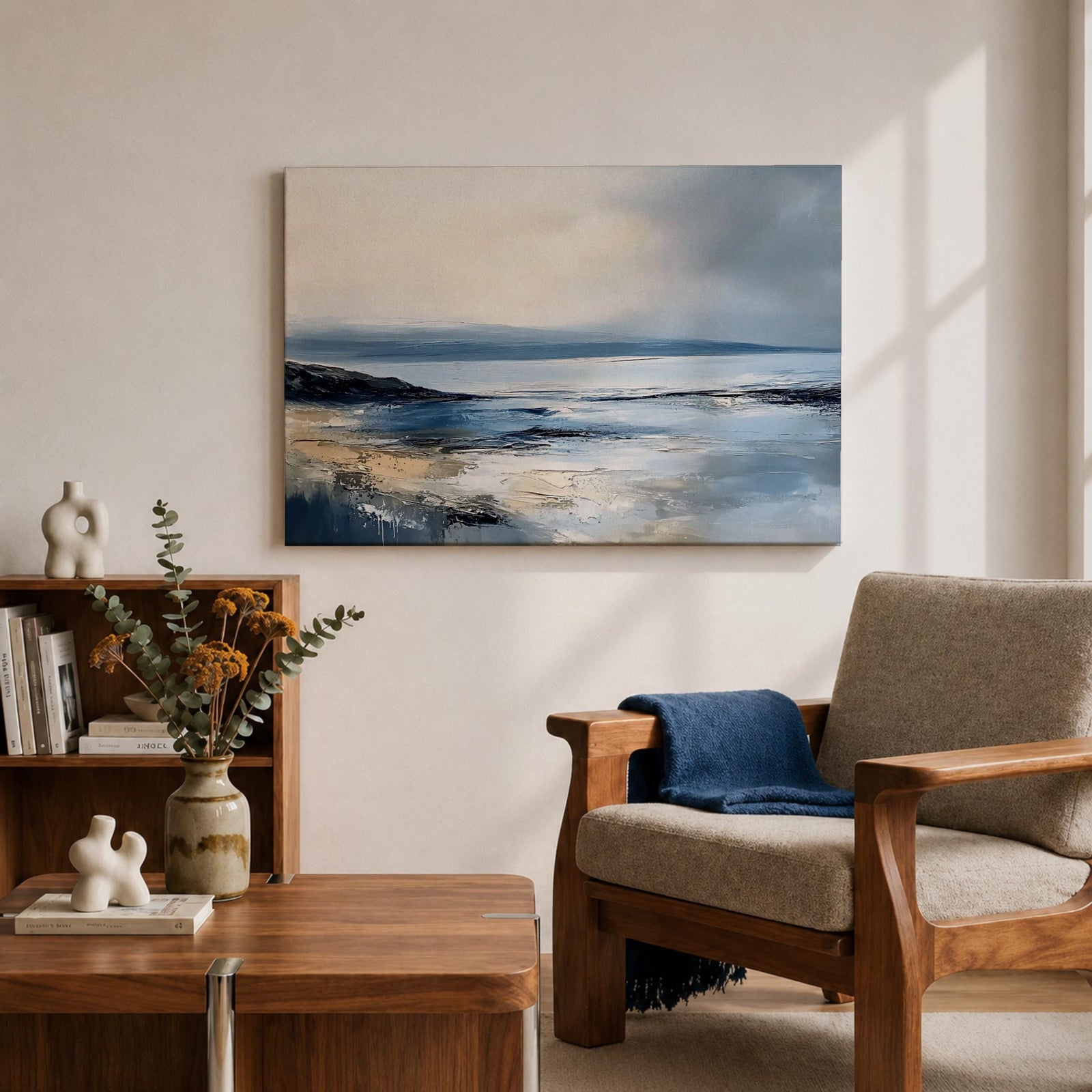 Seascape Wall Art Coastal Ocean Framed Canvas Abstract Landscape Gift Beach Home Decor