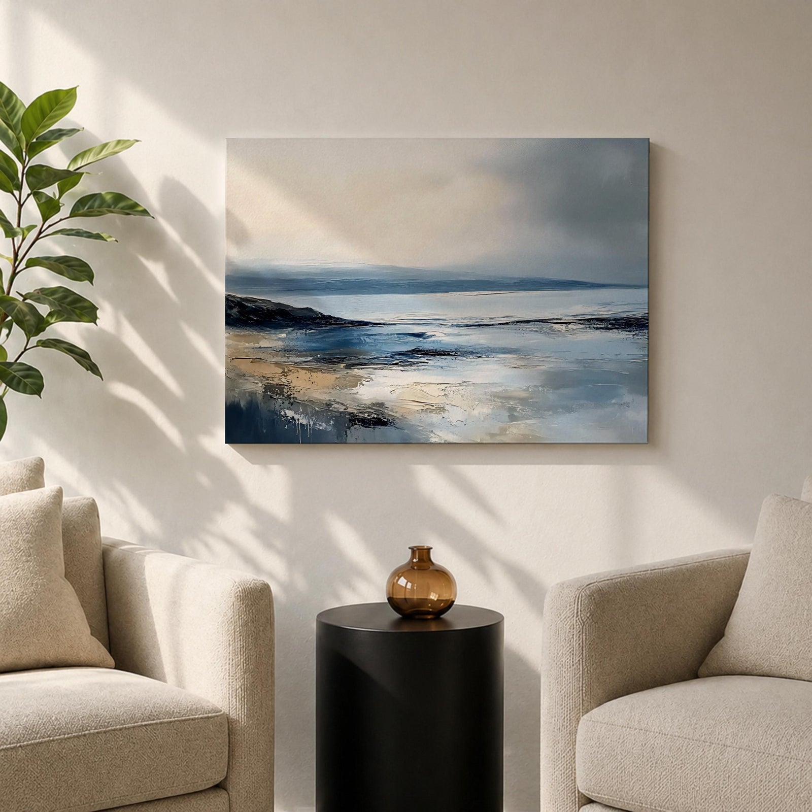 Seascape Wall Art Coastal Ocean Framed Canvas Abstract Landscape Gift Beach Home Decor