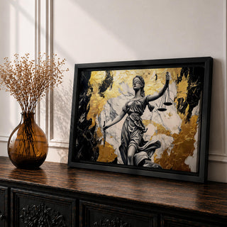 Lady Justice Wall Art Scales Balance Framed Canvas Legal Symbol Attorney Law Office Decor