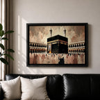 Kaaba Wall Art Tawaf Pilgrims Framed Canvas Masjid al Haram Impasto Islamic Home Decor