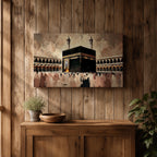 Kaaba Wall Art Tawaf Pilgrims Framed Canvas Masjid al Haram Impasto Islamic Home Decor