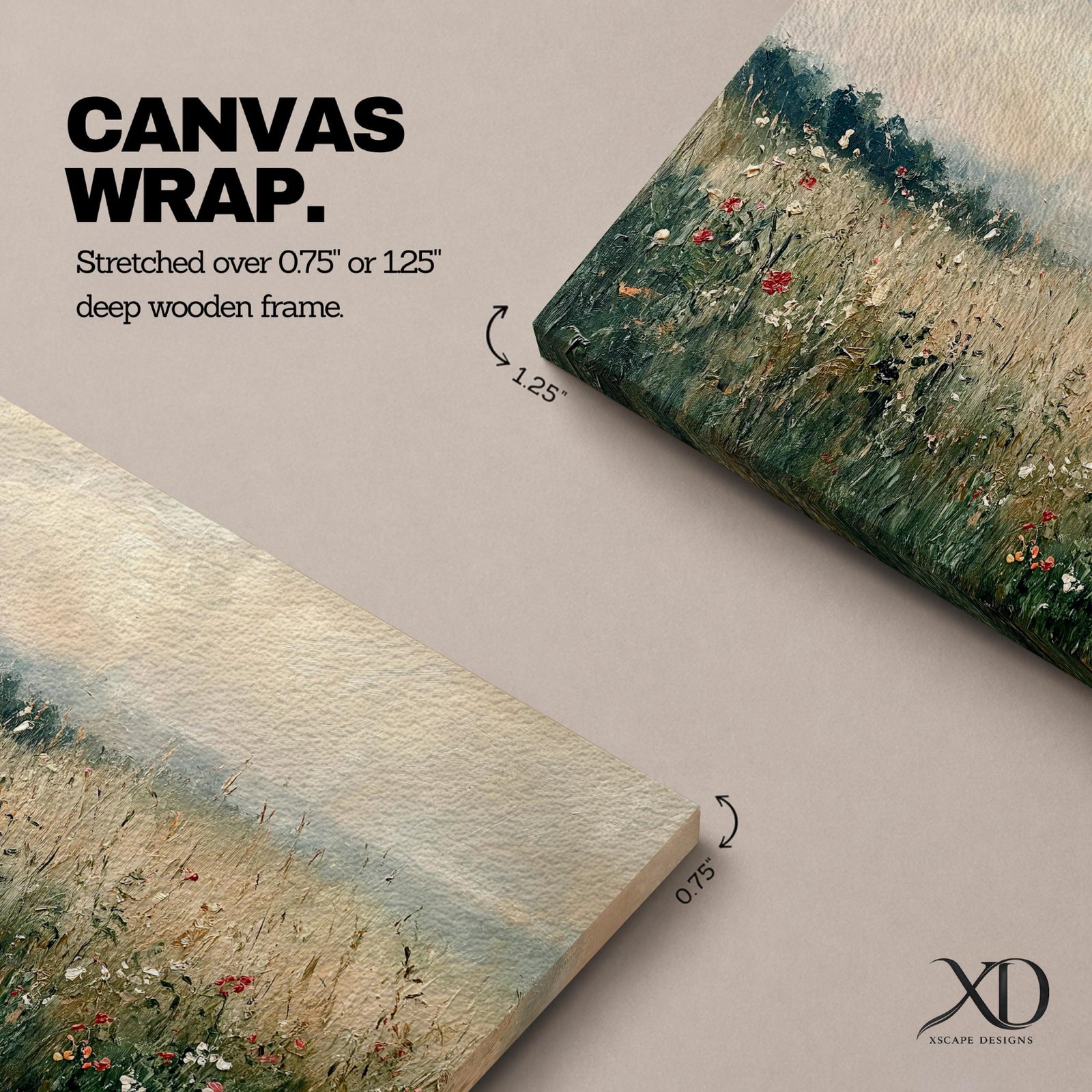 Wildflower Field Wall Art Meadow Flowers Framed Canvas Rustic Farmhouse Vintage Nature Home Decor