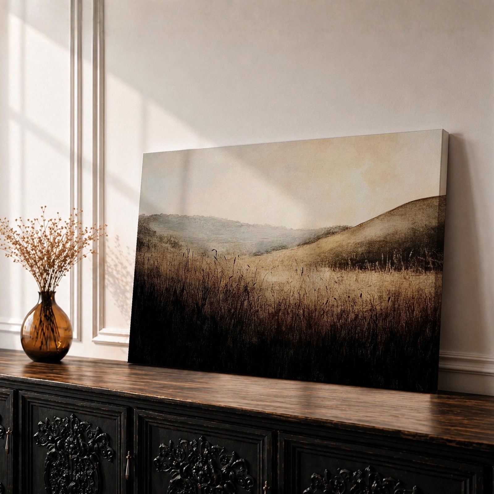 Rustic Countryside Wall Art Country Landscape Framed Canvas Vintage Scenery Rustic Home Decor