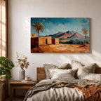 Desert Palm Tree Wall Art Oasis Landscape Framed Canvas Mediterranean Boho Mountain Decor