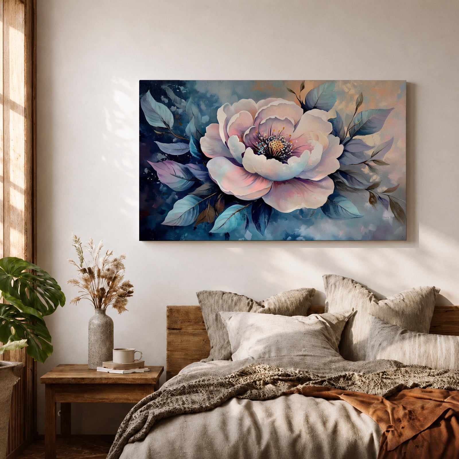 Peony Wall Art Garden Blossom Framed Canvas Botanical Floral Elegant Bedroom Home Decor