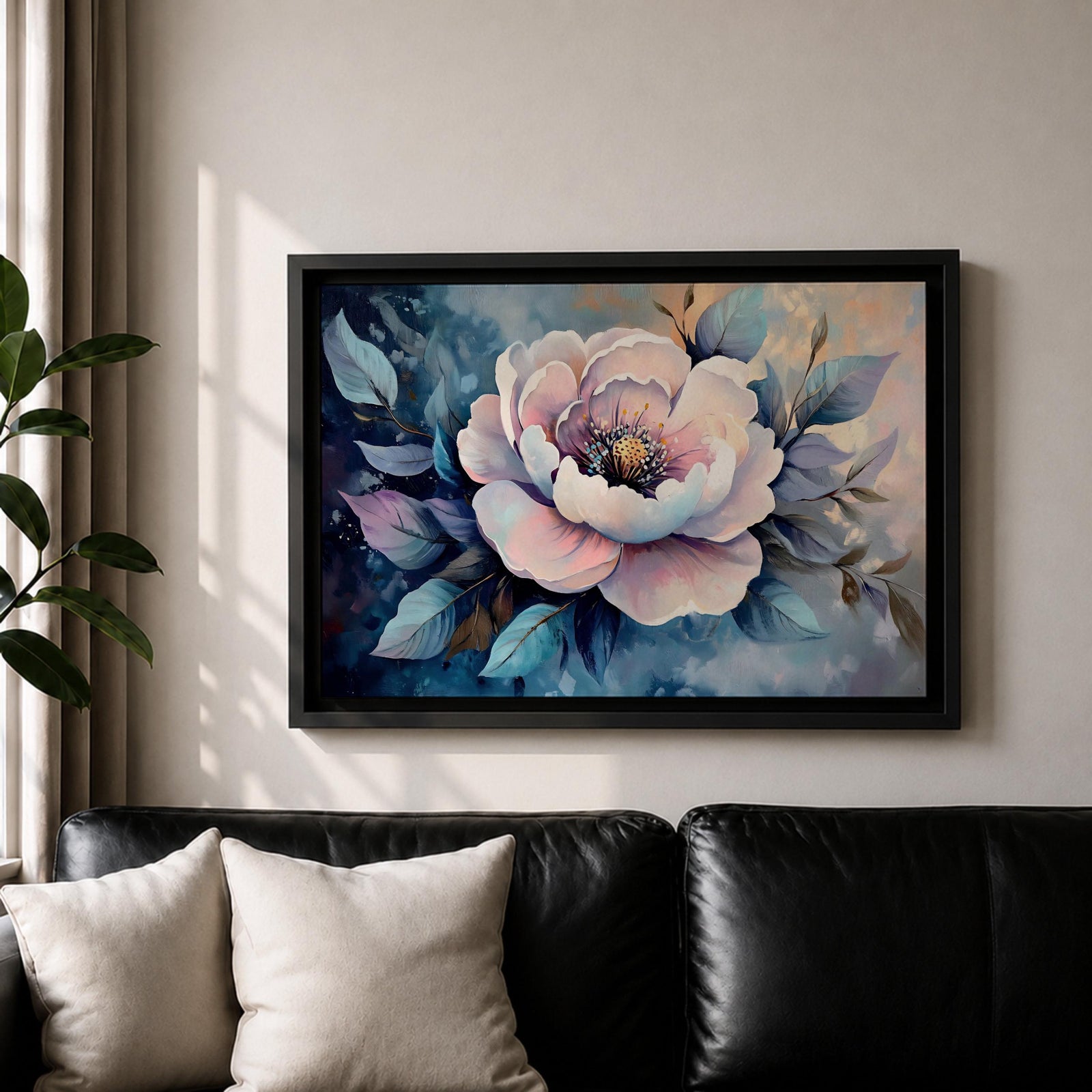 Peony Wall Art Garden Blossom Framed Canvas Botanical Floral Elegant Bedroom Home Decor
