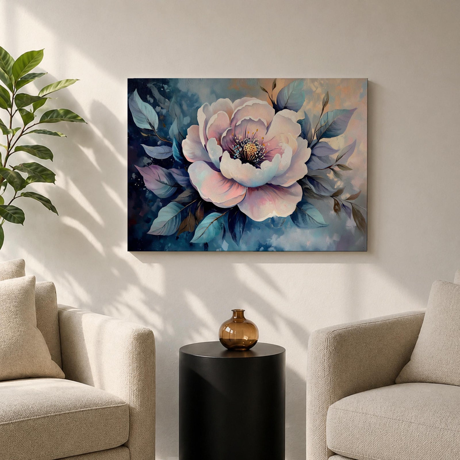 Peony Wall Art Garden Blossom Framed Canvas Botanical Floral Elegant Bedroom Home Decor