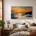 Ocean Sunset Wall Art Seascape Framed Canvas Coastal Landscape Living Room Home Decor