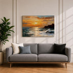 Ocean Sunset Wall Art Seascape Framed Canvas Coastal Landscape Living Room Home Decor