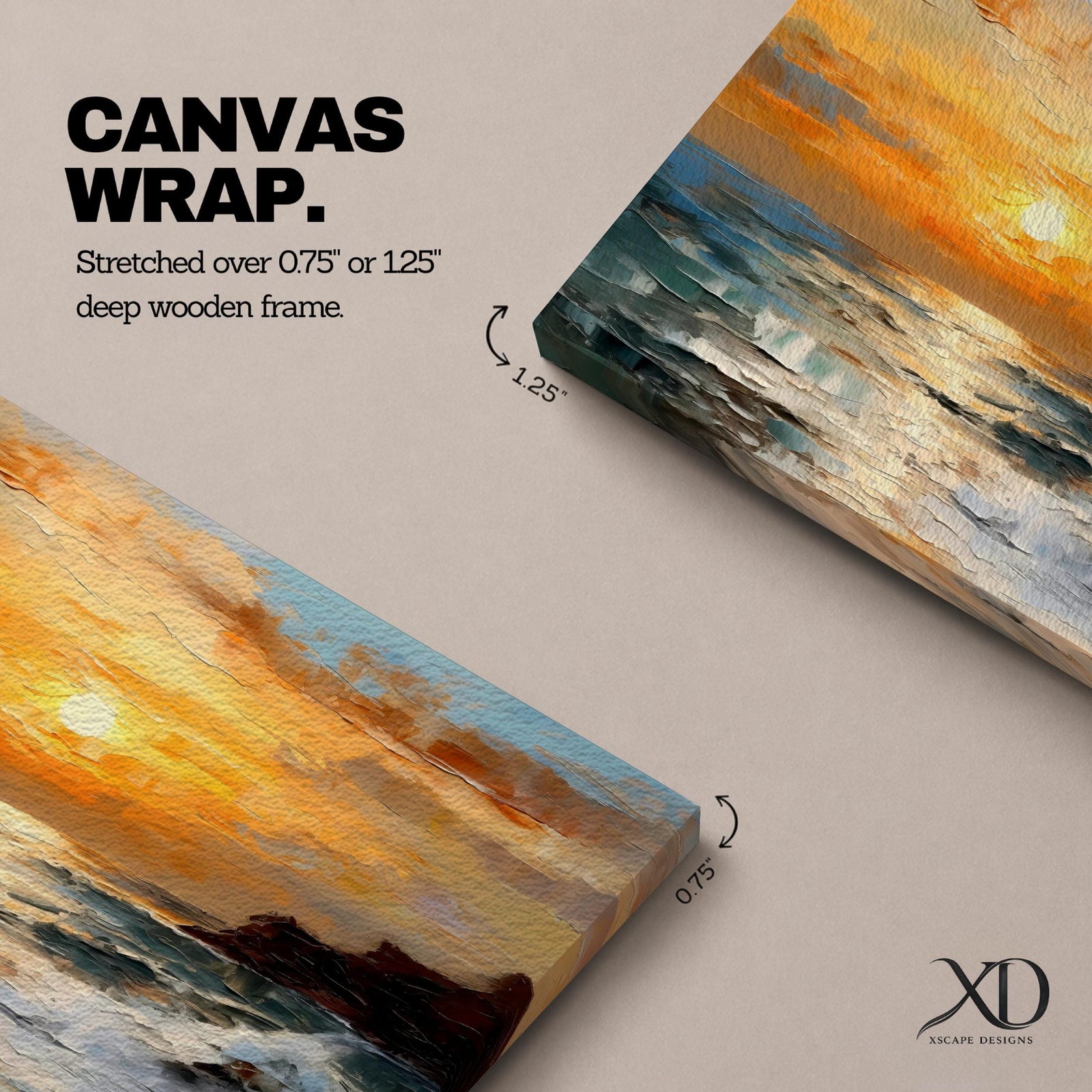 Ocean Sunset Wall Art Seascape Framed Canvas Coastal Landscape Living Room Home Decor