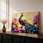 Peacock Wall Art Royal Feathers Framed Canvas Tropical Boho Animal Floral Nature Decor