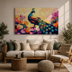 Peacock Wall Art Royal Feathers Framed Canvas Tropical Boho Animal Floral Nature Decor