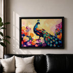 Peacock Wall Art Royal Feathers Framed Canvas Tropical Boho Animal Floral Nature Decor