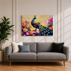 Peacock Wall Art Royal Feathers Framed Canvas Tropical Boho Animal Floral Nature Decor