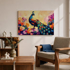 Peacock Wall Art Royal Feathers Framed Canvas Tropical Boho Animal Floral Nature Decor