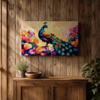 Peacock Wall Art Royal Feathers Framed Canvas Tropical Boho Animal Floral Nature Decor