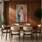 Inspire faith and hope with this Divine Mercy Jesus Wall Art, featuring radiant rays of mercy flowing from Christ in a soft painterly style. This beautiful Christian canvas print brings peace and devotion to prayer rooms, churches, and faith-filled homes.