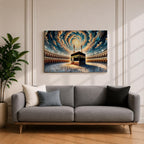 Kaaba Wall Art Spiral Sky Framed Canvas Baitullah Impasto Mecca Muslim Islamic Home Decor