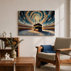 Kaaba Wall Art Spiral Sky Framed Canvas Baitullah Impasto Mecca Muslim Islamic Home Decor