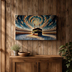 Kaaba Wall Art Spiral Sky Framed Canvas Baitullah Impasto Mecca Muslim Islamic Home Decor