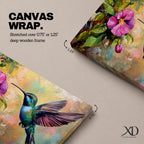 Hummingbird Wall Art Colibri Framed Canvas Botanical Wildlife Tropical Impasto Home Decor