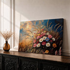 Wildflower Wall Art Meadow Flowers Framed Canvas Botanical Rustic Impasto Floral Living Room Decor